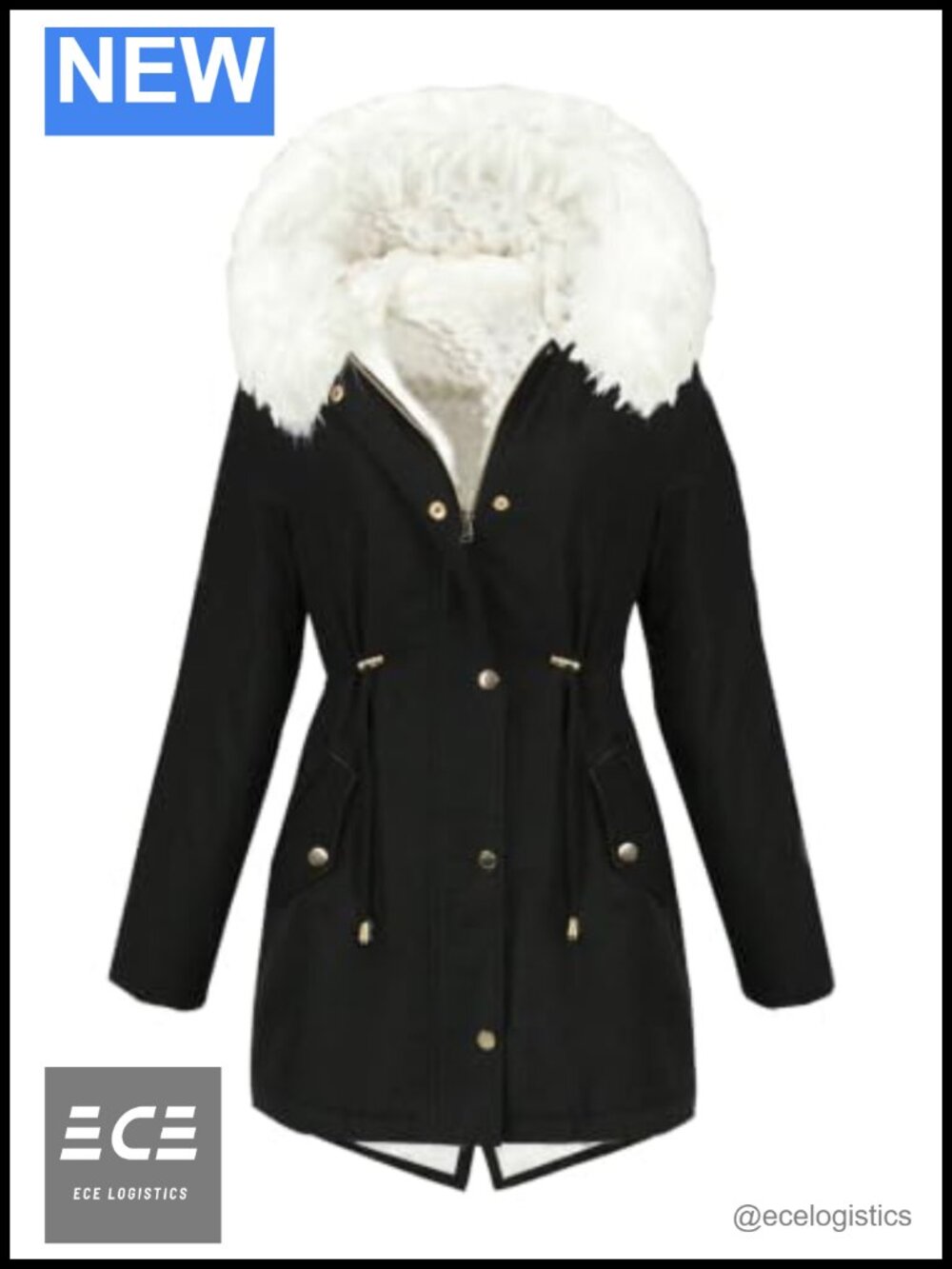 JAWINT Women Winter Coat Fleece Lined Hooded Parka Jacket Faux Fur Hood